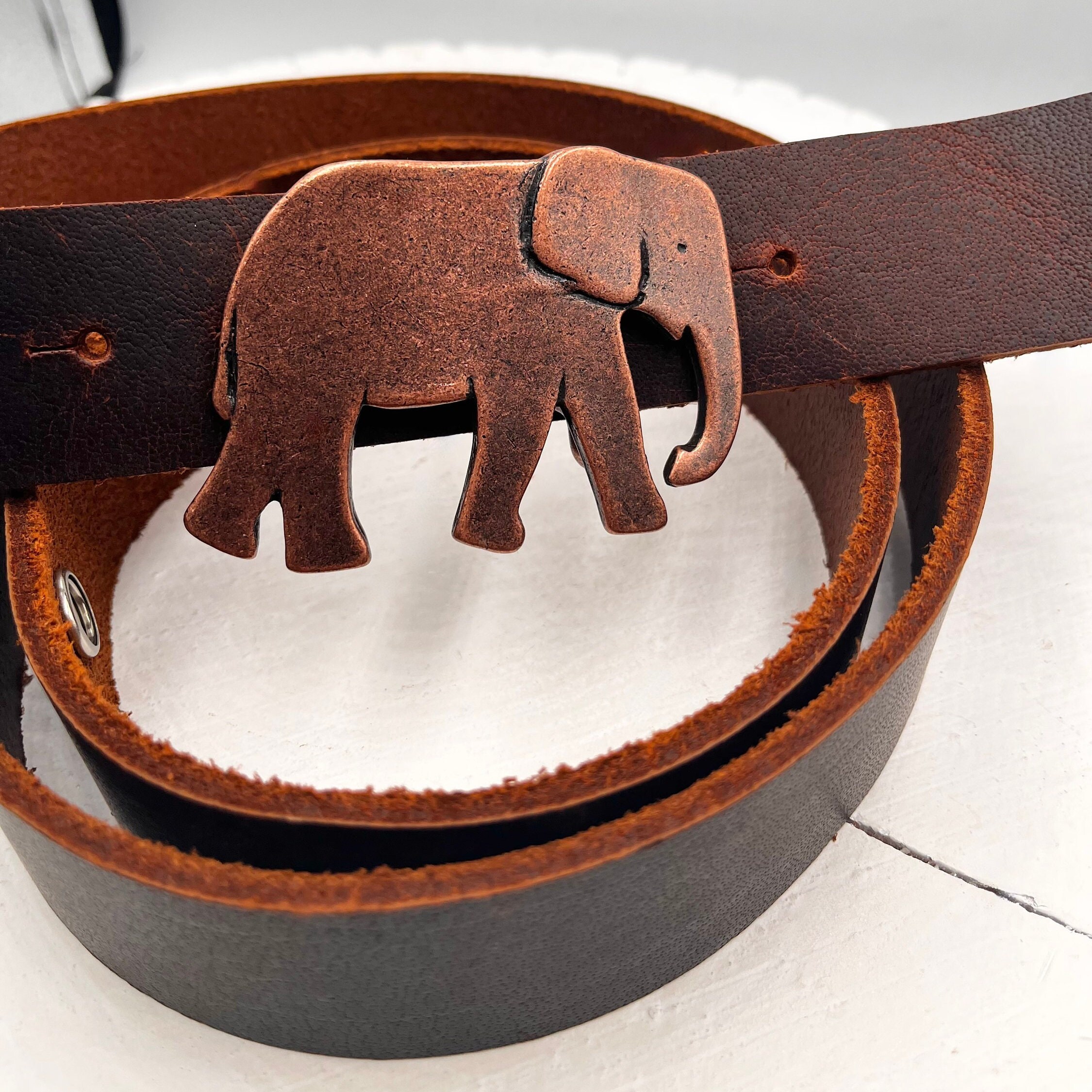 Copper/Brass Vintage  Ladies belt Attachment Elephant motif  9” Long Elephant Belt Buckle: Antique Copper Wildlife Accessory for  main image 4