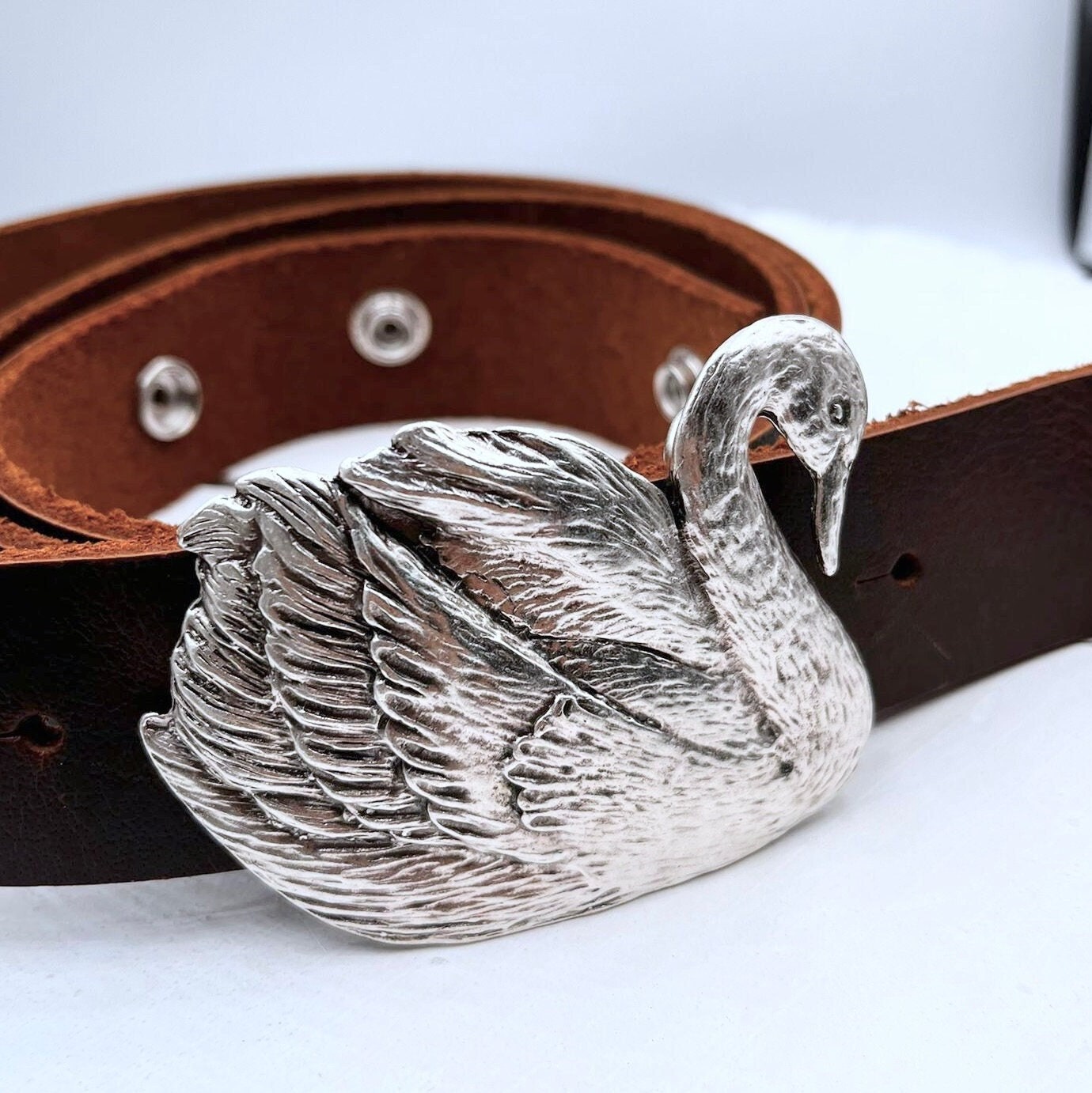 Antique Silver Swan Belt Buckle: Pewter Animal Buckle - Etsy