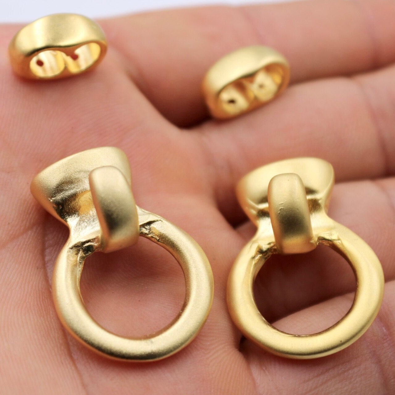 Matte Gold Ring Hook Clasps, Leather Bracelet Clasp, High