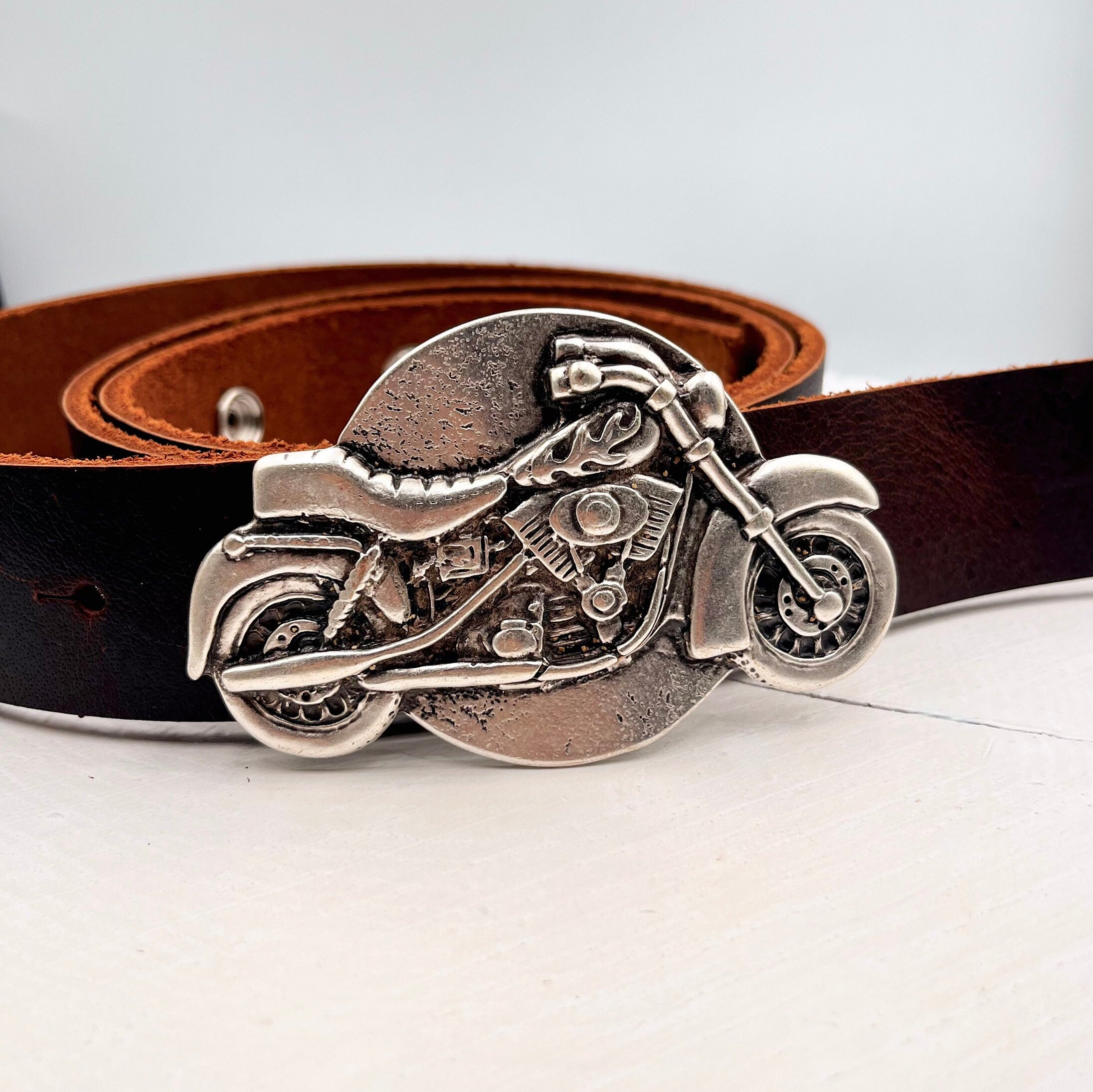 Motorcycle Belt Buckle: Antique Silver Zamak, Fits 40mm Belts - Etsy