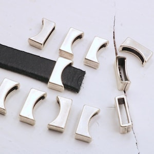 Square Slider Beads, Geometric Slider, Components for Flat Leather, Zamak Slider Beads, for Leather Bracelet Making, Bead, 10 Pcs, ZM1132AS