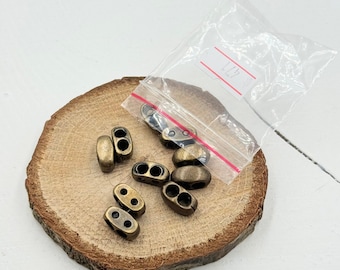 Antique Bronze Double Barrel Slider: 14/7mm Leather Cord Beads