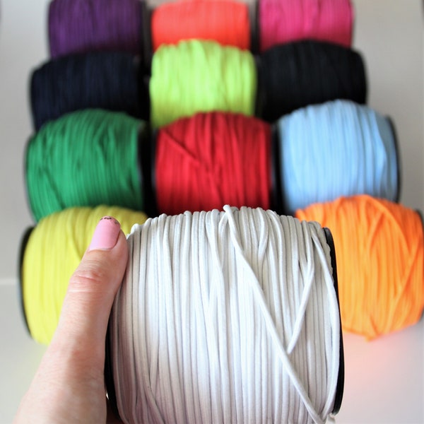 Round Elastic Face Masks, Round elastic cord, thin elastic cord, Bungee cord, Bracelets cord  Premium Quality - appr. 3 mm