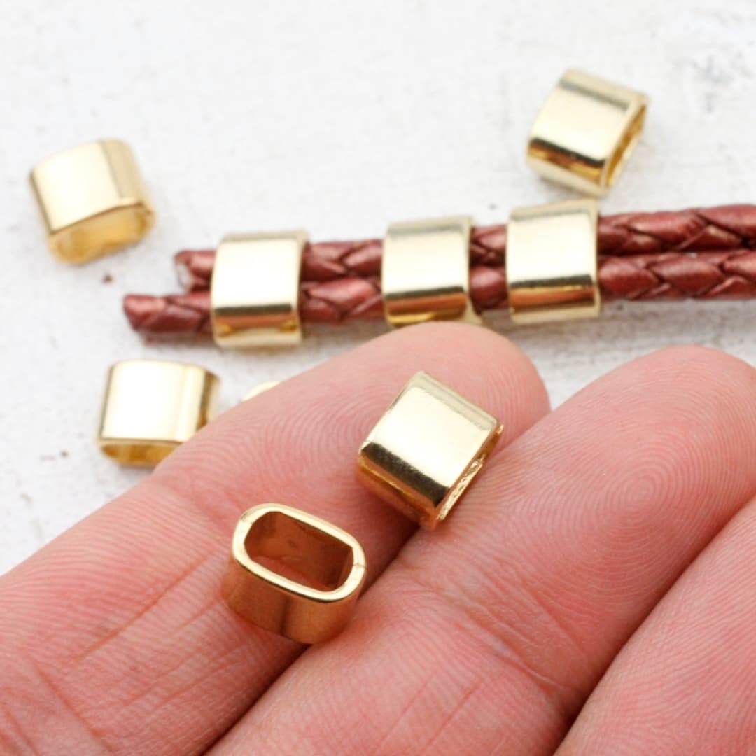 10 Pcs Slider Beads Gold Plated Beads Large Hole Beads Etsy