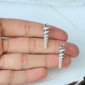 Dijes de cuerno de plata: bañados en plata de ley 925, joyería bohemia DIY - 10 piezas