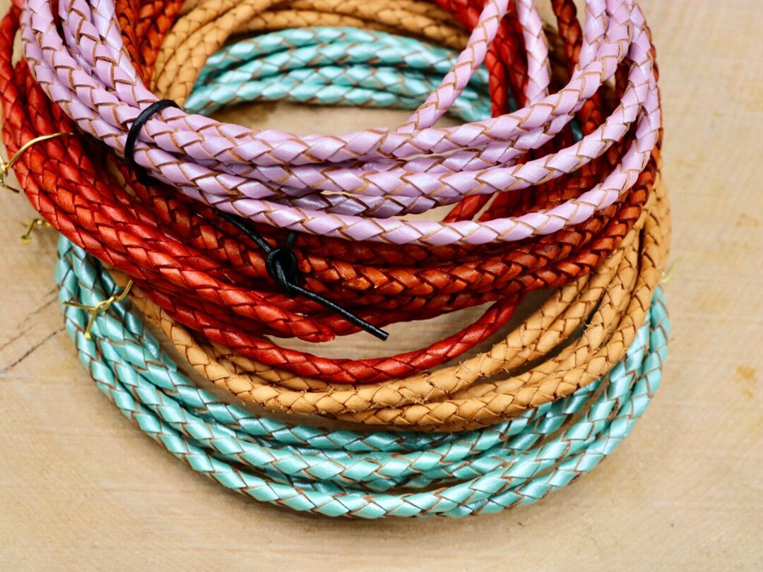 Braided Leather Cord, Color Round Leather Cord, High Quality Bolo