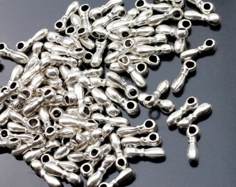 50 Mini Drop Charms, Drop Pendant, Teardrop Beads, Drop Beads, Silver Plated Dainty Charm, Silver charm Jewelry Findings, zm1022