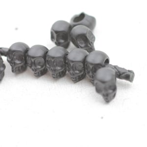 10 Matte Black Skull Beads: Large Hole Zamak Spacer Beads