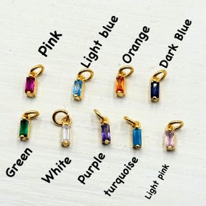 Mini Baguette Birthstone Charm: 24k Gold Plated Earring Supply