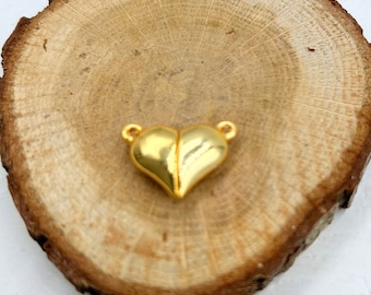 Magnetic Heart Clasps: Gold Plated Brass Couples Jewelry (3 Pcs)