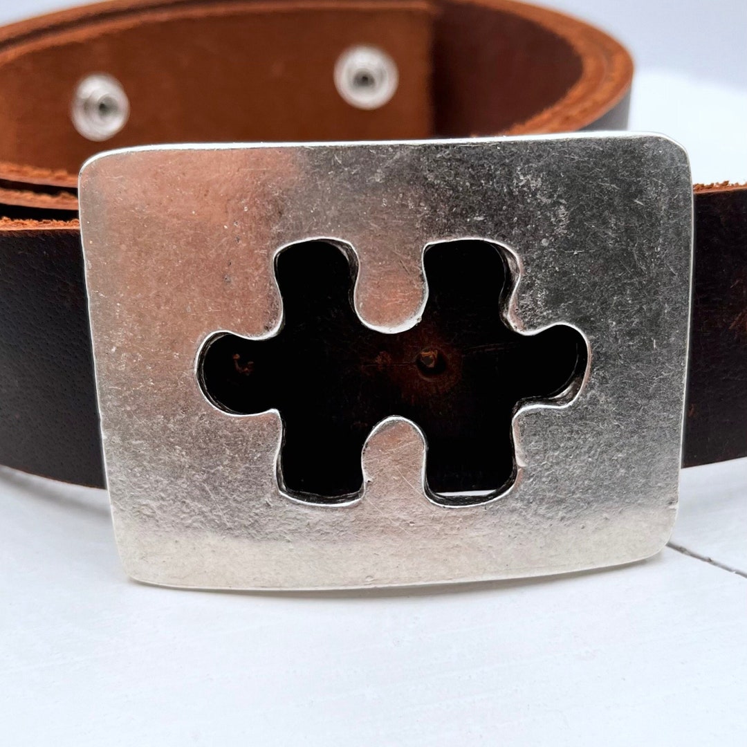 Puzzle Belt Buckle: Antique Silver Zamak, Fits 54mm Belts - Etsy