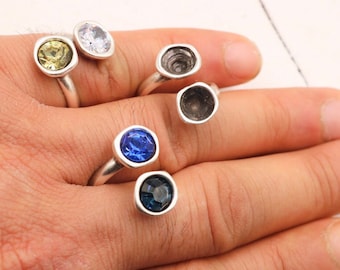 Adjustable Bezel Ring Blank: Fits 8mm Stones, DIY Ring Making (3 Pcs)
