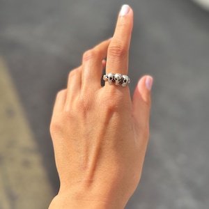 Gothic Skull Ring: Antique Silver Tone Adjustable Skeleton Band