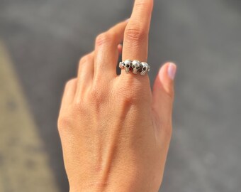 Gothic Skull Ring: Antique Silver Tone Adjustable Skeleton Band