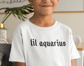 Lil' Aquarius Zodiac Kids Short Sleeve Tee Youth T-Shirt Gender Neutral Kids Birthday Gift Birthday Shirt Zodiac Gift