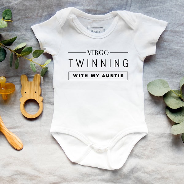 Virgo Twinning With My Auntie One Piece Bodysuit, baby, baby boy, baby gifts, baby girl, baby one piece, baby outfit