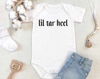 Lil Tar Heel College North Carolina One Piece Bodysuit, baby, baby boy, baby gifts, baby girl, baby one piece, baby outfit