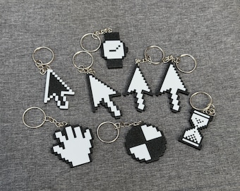 Retro Mouse Cursor Keychain Pixel Art Macintosh Windows 3D Printed