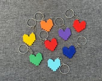 Undertale Deltarune SOUL Pixel Heart Keychain 3D printed