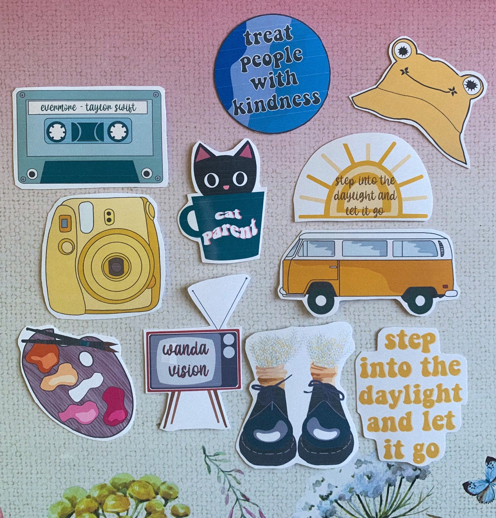 Yellow hippie van matte vinyl sticker sticker for laptop Etsy