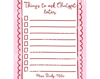 Things to Ask ChatGPT Later Printable Notepad | Digital Download 6x8 Inch