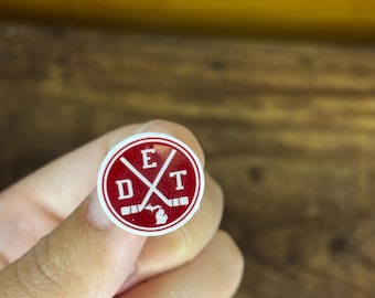 Detroit Hockey Fan Pin | Cross-Stick DET Michigan Pin | Handmade in Traverse City