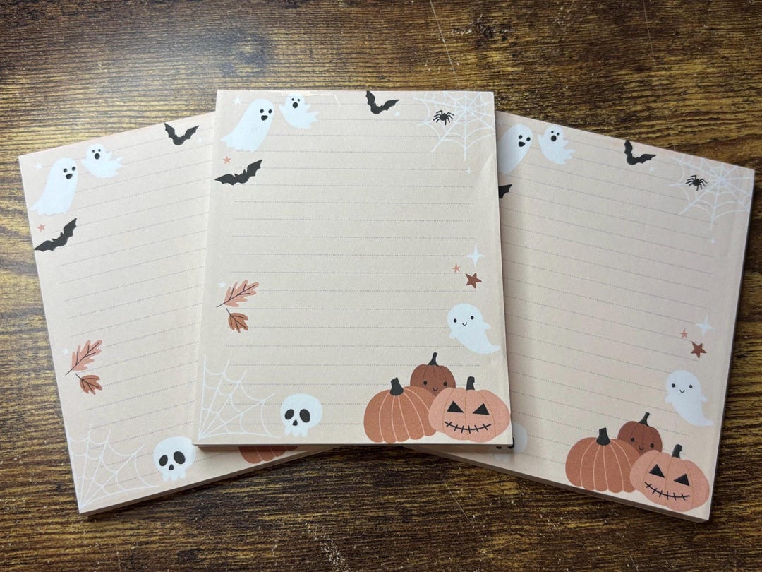 Spooky Cute Halloween Notepad | Handmade Lined Tear-off Stationery ...