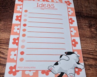 Sleepy Kitty Notepad: Retro Floral A5 Stationery