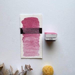 Raspberry Fizz | Handmade Watercolor Paint | Shimmer Watercolor Paint | Half Pan | Pink Mica