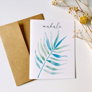 Handgemaakte aquarel wenskaart | Briefpapier | Bedankkaart | Mahalo | Kunst | A2 | Opmerking kaart