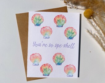 Handmade Watercolor Greeting Card | Note Cards | Valentine's Day Cards | Pun Card | A2 | Spe-Shell |