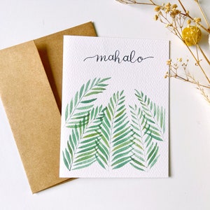 Carte de vœux aquarelle faite à la main | Papeterie | Carte de remerciement | Mahalo | A2 | Cartes de notes aquarelle