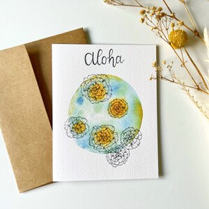 Handmade Watercolor Greeting Card | Stationery | Aloha Card | Floral Bouquet | Art | A2 | Note Card