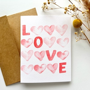 Handgemaakte aquarel wenskaart | Notitiekaarten | Valentijnsdag Kaarten | Koppelkaarten | A2 | liefde |