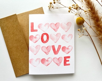 Handmade Watercolor Greeting Card | Note Cards | Valentine's Day Cards | Couple Cards | A2 | Love |