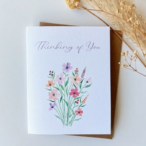 Carte de voeux faite main | Papeterie | carte de sympathie | Je pense à vous | A2 | Carte de correspondance aquarelle