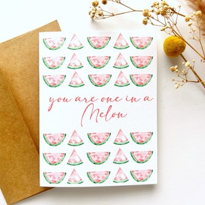 Handgemachte Aquarell Grußkarte | Grußkarten | Valentinstagskarten | Paar Karten | A2 | Wassermelone |