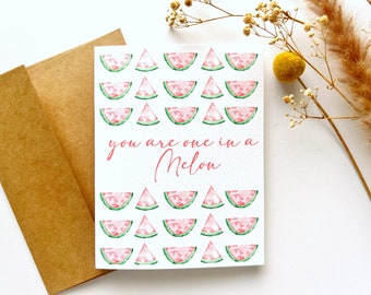 Handmade Watercolor Greeting Card | Note Cards | Valentine's Day Cards | Couple Cards | A2 | Watermelon |