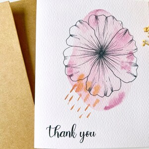 Handmade Greeting Card Stationery Thank You Thankful A2 Watercolor Note Card imagem 3