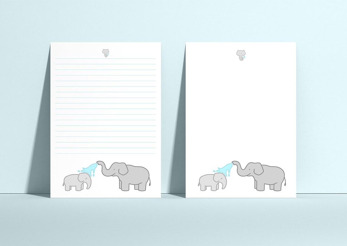 Baby Elephant Shower Printable Stationery 4 Styles Animal Etsy