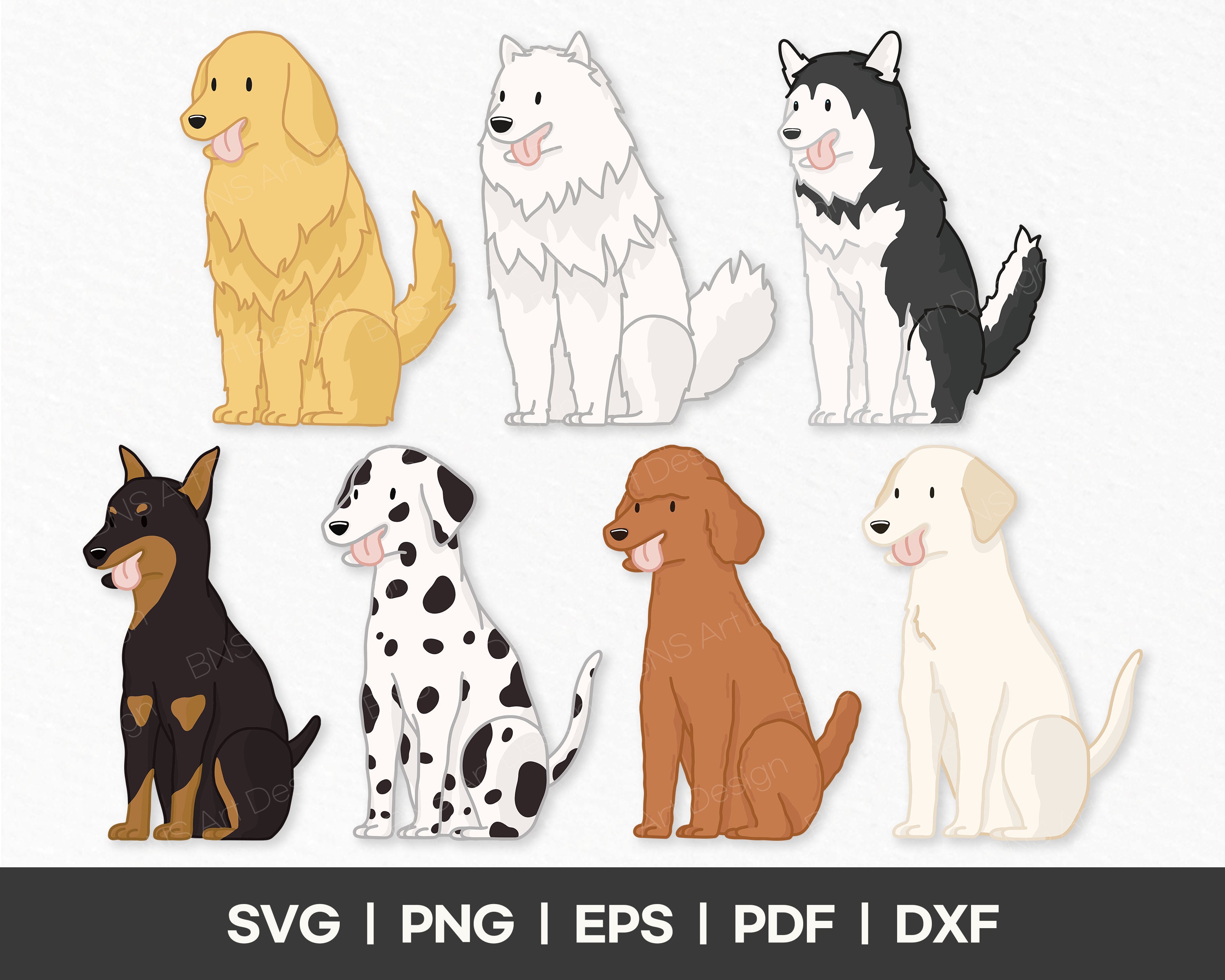 Dog Clipart Bundle Cute Sitting Dog Bundle Svg Png Eps | Etsy