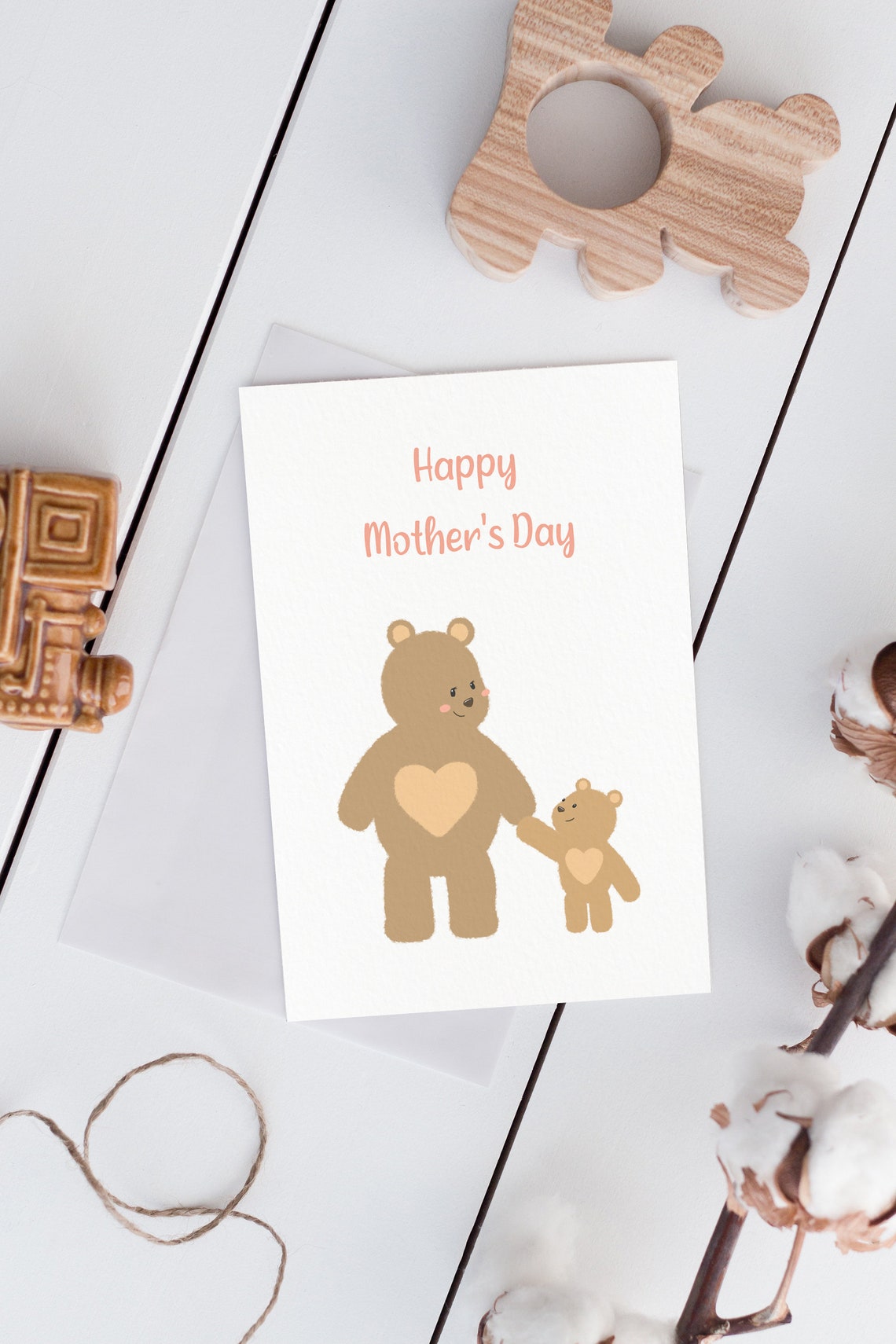 Happy Mother's Day Animal Printable Card Bear Family | Etsy