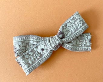 Embellished Embroidered Bow// Baby/Toddler/Child Bow Headband // Bow Hair Clip