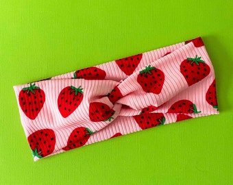 Summer // Pink and Red Strawberry Headband