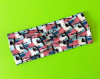 Line Wife Headband // Lineman Headband // Patriotic Flag Headband