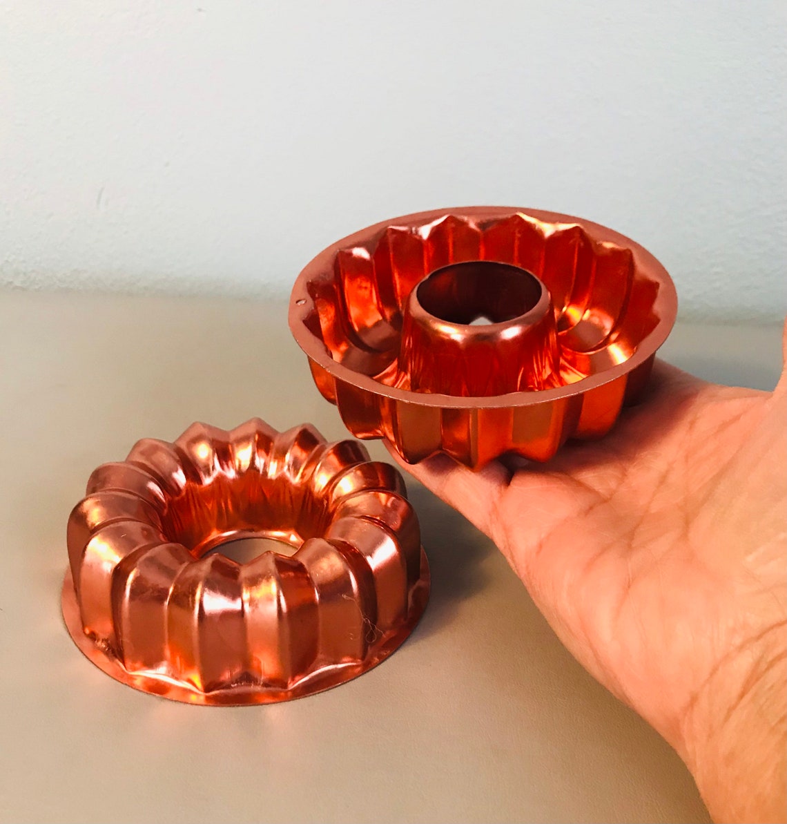 Mini Copper Colored Jello Molds Set of Two French Farmhouse Kitchen