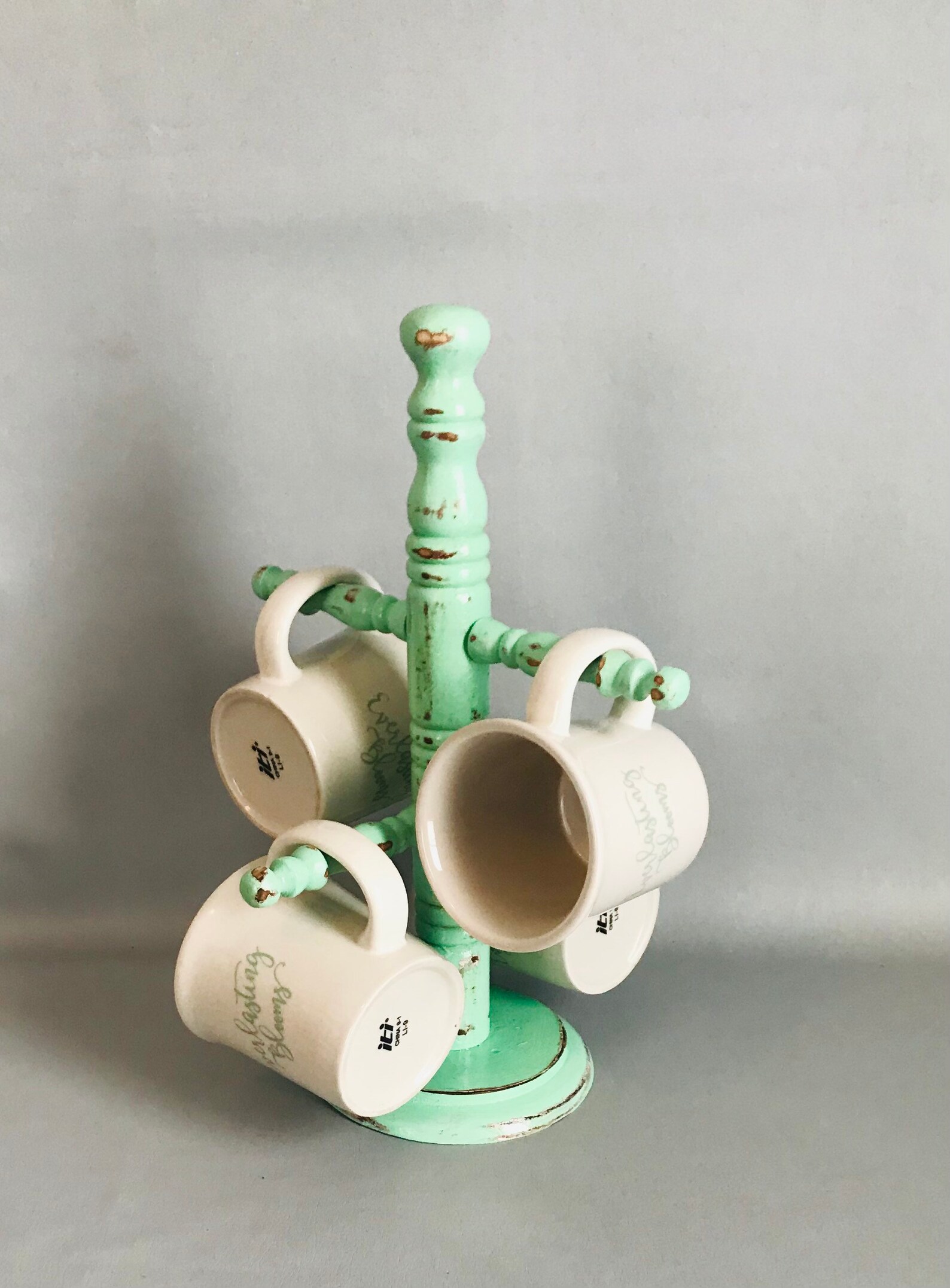 Vintage Wooden Coffee Mug Tree Vintage Coffee Decor Etsy