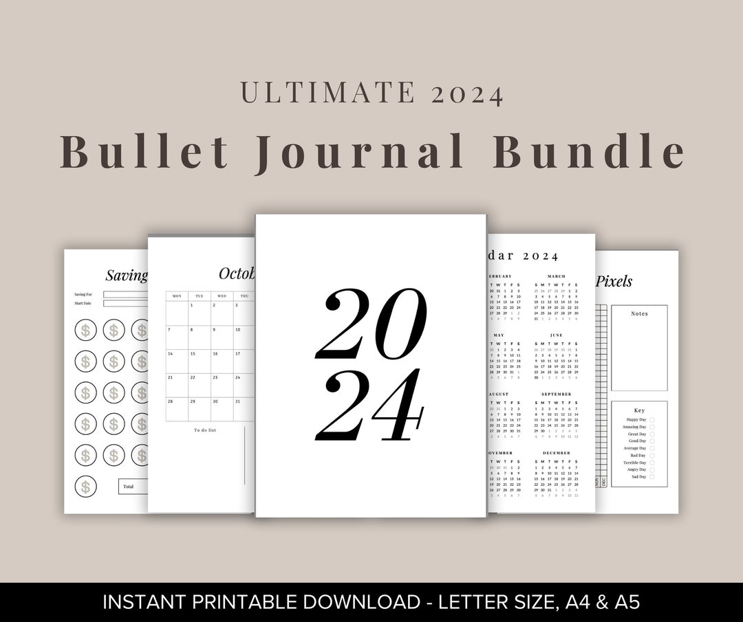 Ultimate 2024 Bullet Journal Planner Bundle | Printable Download | Mood ...
