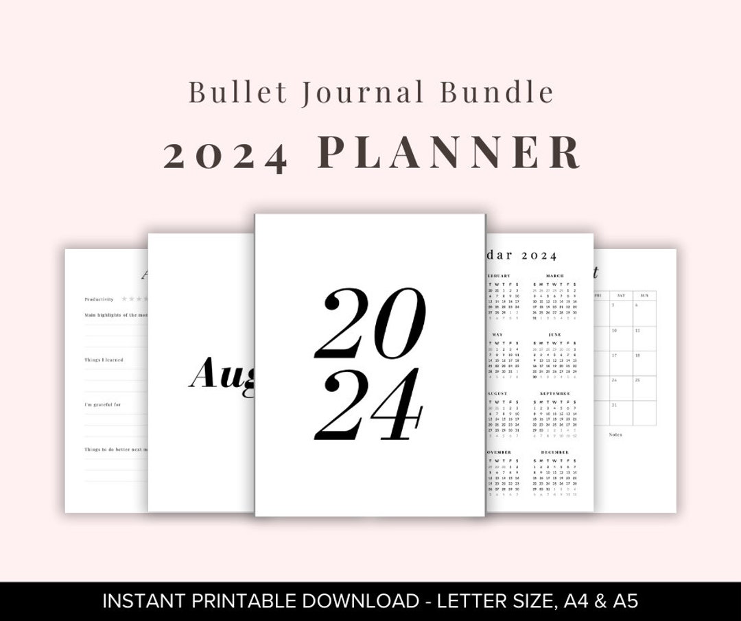 2024 Planner Bullet Journal Bundle | Printable Download | Daily, Weekly ...