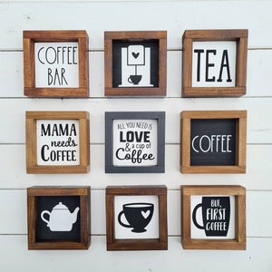 Mini signs "Coffee & Tea", cute little signs in farmhouse style, country house decoration, shabby chic, to put down,